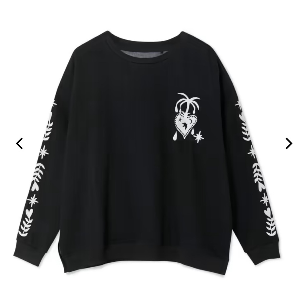 Never Fully Dressed Black Crewneck Sweater with Ecru Embroidery
